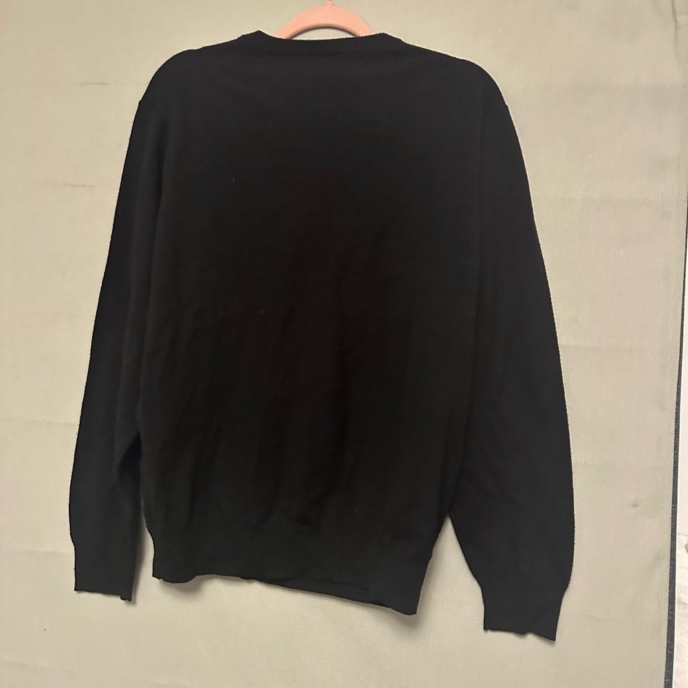 Jos A Bank Black Vneck Men Large 100% Italian Merino Wool Sweater Top - Picture 5 of 5